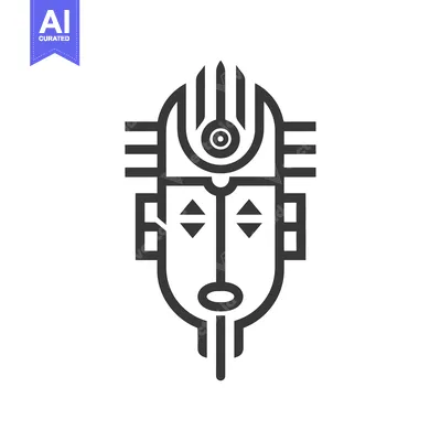 Aset premium populer: A simple graphic black and white depiction of a mask