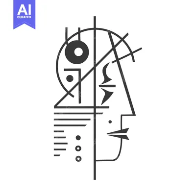 Aset desain premium: Abstract geometric graphic illustration of a human face profile