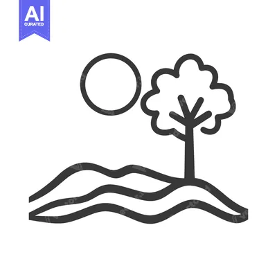Popular premium asset: A simple black and white illustration of a landscape scene