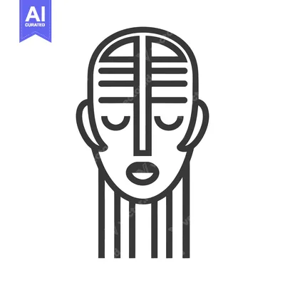 Aset desain premium: An abstract geometric drawing of a human head in a line art style