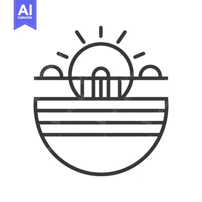 Aset premium populer: Abstract Sunrise over a Striped Section of Land or Water