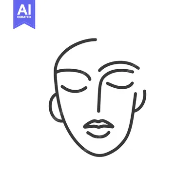 Aset premium populer: A minimalist line drawing depicting a serene closed eyes face