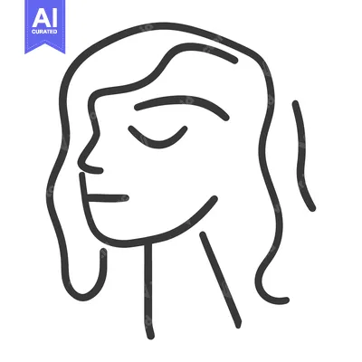 Aset premium populer: Simple black and white line drawing of a female face