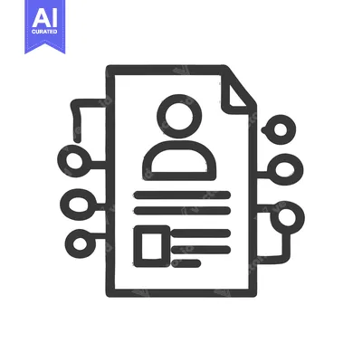 Aset desain premium: Connected Profile:  Data-Driven Personnel Icon Graphic