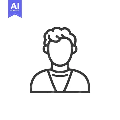 Aset desain premium: Simple Line Art Portrait: Faceless Figure with Curly Hair and Minimali