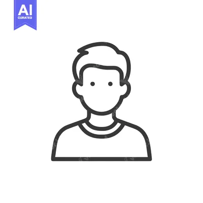Aset desain premium: Minimalist Line Art Icon: Young Man Profile, Simple Graphic Design Ele