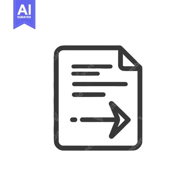 Aset desain premium: Send Document Icon: Paper with Arrow, Simple Line Art