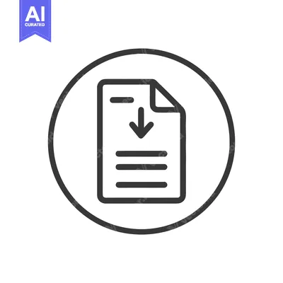Aset desain premium: Minimalist Document Download Icon: Circular Line Art Graphic