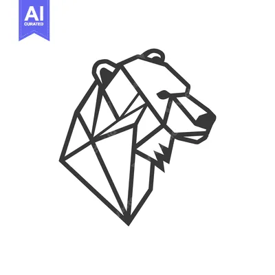 Premium design asset: An artistic geometric representation of a bear head profile
