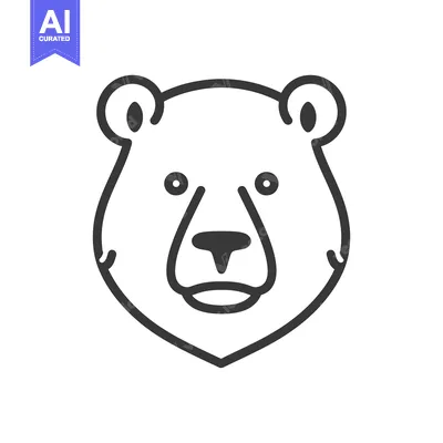 Aset premium populer: Simple black line drawing of a bear face icon