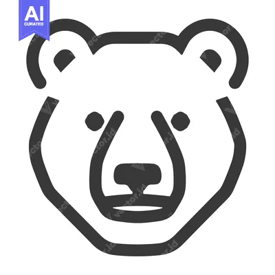 Aset desain premium: A simple stylized illustration of a bear head facing forward
