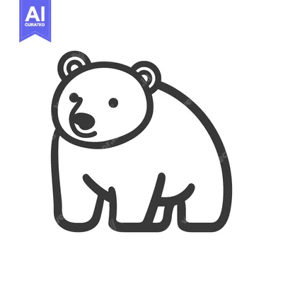 Aset desain premium: A simple illustration of a white bear with black outline
