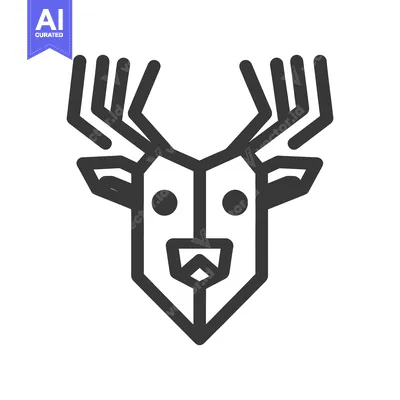 Premium design asset: A geometric outline illustration depicting a deer animal head design