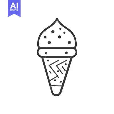 A black and white illustration of an ice cream cone