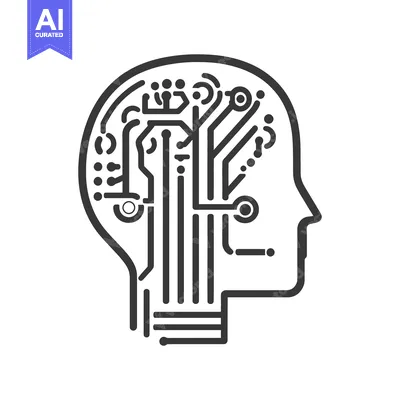 Aset premium populer: Outline of a human head overlaid with circuit board patterns