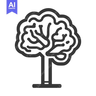 Aset desain premium: A graphical depiction representing a brain shaped like a tree
