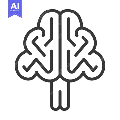 A simple black and white illustration depicting a human brain