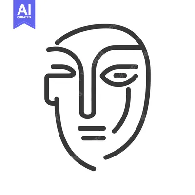 Aset desain premium: A stylized artistic line drawing of a human face