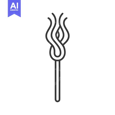 Aset desain premium: A simple linear drawing depicting a burning flame on a stick
