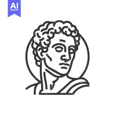 Aset desain premium: Elegant Line Art Portrait of a Classical Bust, Stylized Grecian Head