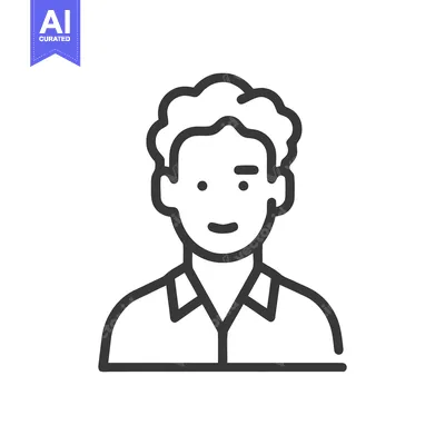 Popular premium asset: Simple Line Art Portrait of a Person with Curly Hair