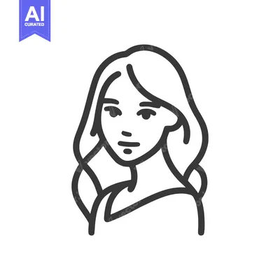 Aset desain premium: Minimalist Woman Portrait: Elegant Line Art Illustration on White Back