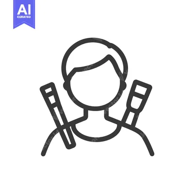 Premium design asset: An illustrated person holding two unidentified equipment items