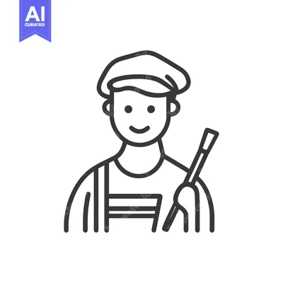 Aset premium populer: An illustrated baker wearing a hat holding a kitchen utensil