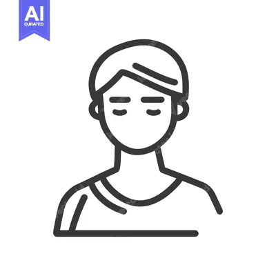 Premium design asset: A simple line drawing depicting a human person with closed eyes
