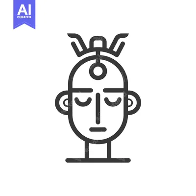 Premium design asset: A stylized portrait depicts a geometric figure with crown details