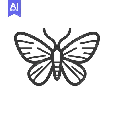Aset premium populer: A simple black and white illustration of a moth design