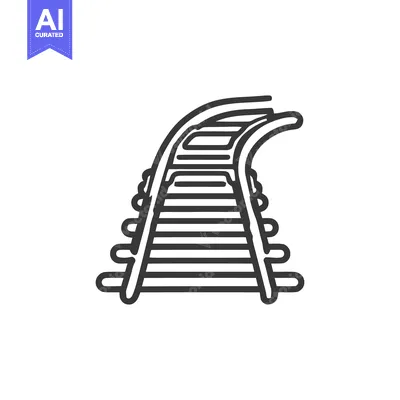 Aset premium populer: Curved Railway Track Icon, Black and White Minimalist Design