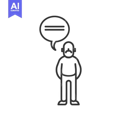 Aset desain premium: A Sad Man Standing with a Speech Bubble Above His Head