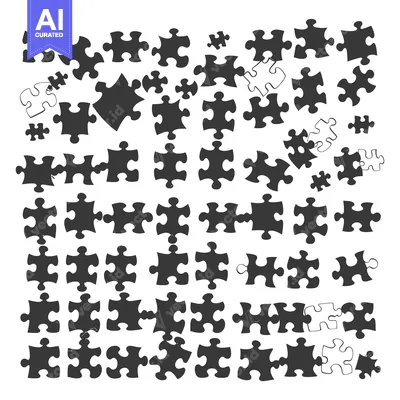 Aset premium populer: A Scattered Collection of Interlocking Puzzle Pieces