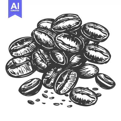 Premium design asset: A Scattered Pile of Coffee Beans with a Few Smaller Beans Falling