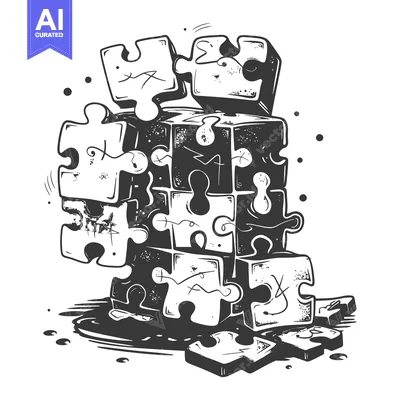 Aset premium populer: A Scattered Pile of Incomplete Jigsaw Puzzle Pieces