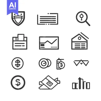 Premium design asset: A Set of 12 Business and Finance Line Icons