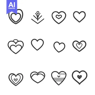 Premium design asset: A Set of 12 Different Heart Line Icon Designs