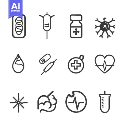 Aset desain premium: A Set of 12 Healthcare and Medical Line Icons