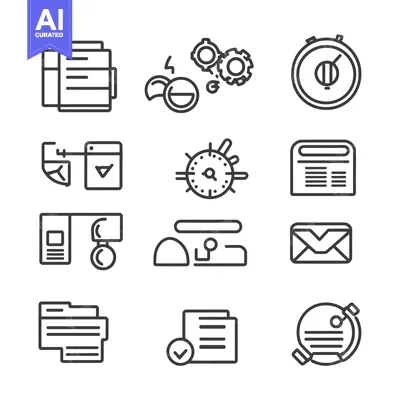 A Set of 12 Line Icons Representing Website Design, Development, and O