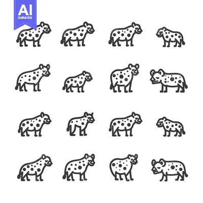 Aset premium populer: A Set of 12 Spotted Hyena Line Drawings