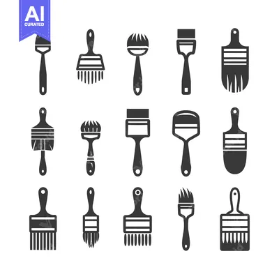A Set of 15 Paintbrush Icons for Painting and Decorating