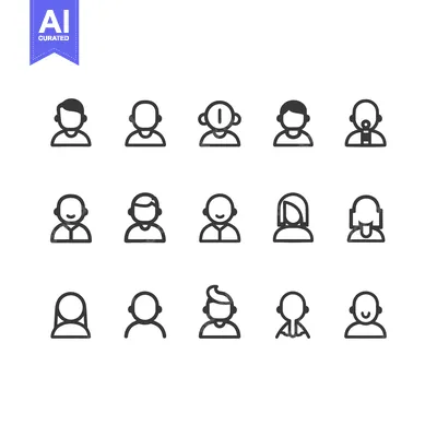 Premium design asset: A Set of 15 Simple Line-Drawn User Profile Icons