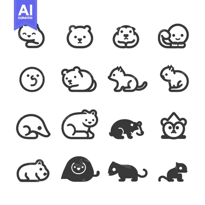 Aset premium populer: A Set of 16 Animal Icons in Outline and Solid Styles