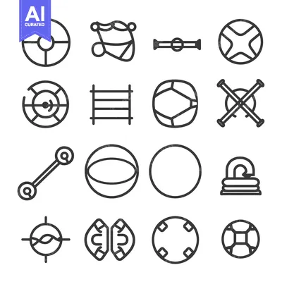 Aset premium populer: A Set of 16 Black and White Geometric Circular Icons