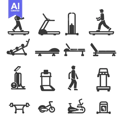 Popular premium asset: A Set of 16 Black and White Gym Equipment Icons
