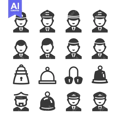 Popular premium asset: A Set of 16 Black and White Icons Depicting Male Figures, Locks, and B