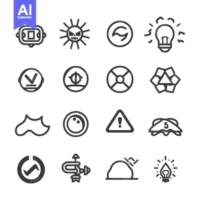 Aset premium populer: A Set of 16 Black and White Line Icons