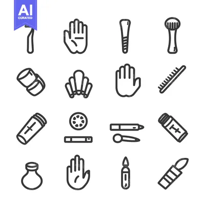 Premium design asset: A Set of 16 Black and White Line Icons for Beauty and Hygiene