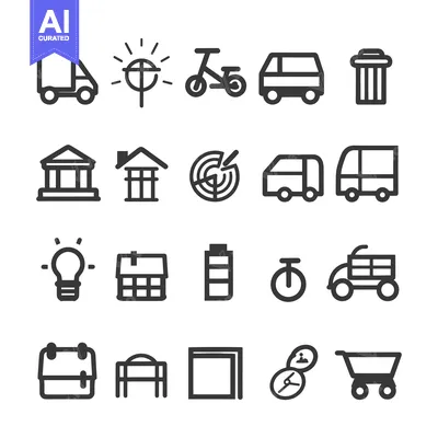 Premium design asset: A Set of 16 Black and White Outline Icons